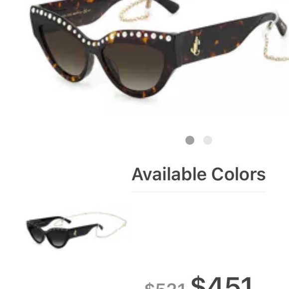JIMMY CHOO HAVANA CAT EYE WITH FAUX PEARL DETAILING & GOLD “JC” LOGO SUNGLASSES - Picture 10 of 16